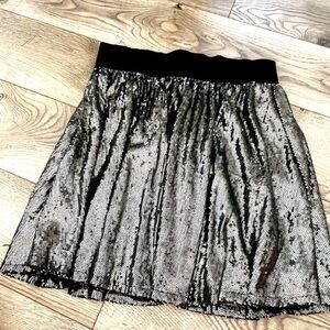 Steve Madden Elegant Black and Silver Sequin Skirt